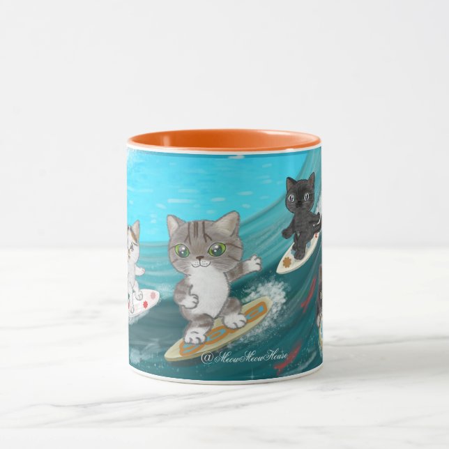 Mug Surfing Cats (Centre)
