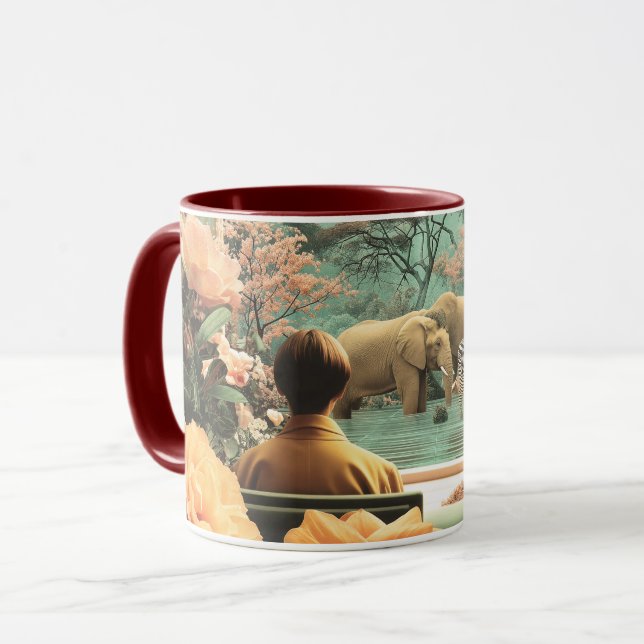 Mug Surreal Safari Scene With Elephants Zebras (Devant gauche)