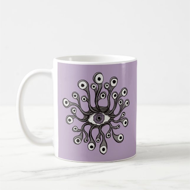 Mug Surreal Weirdcore Eye Tentacle Artwork - Purple (Gauche)