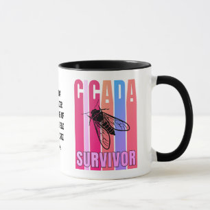 Mug SURVIVANT DE LA CICADA coloré avec texte personnal