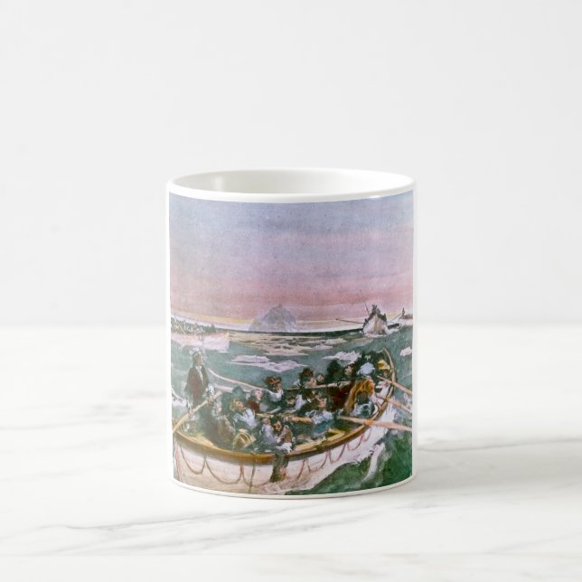 Mug Survivants titaniques de RMS dans des canots de (Centre)