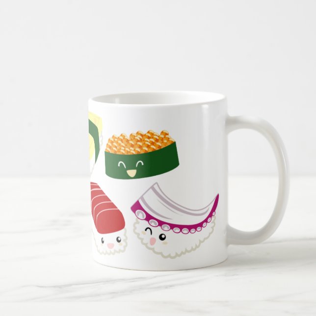 Mug Sushi de Kawaii avec des visages (Droite)