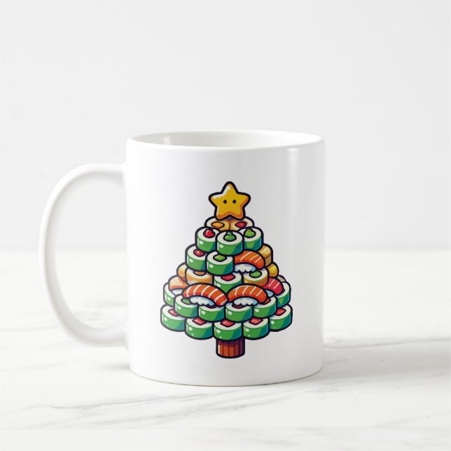 Mug Sushi Noël Arbre - Drôle Holiday Foodie Alimentati (Gauche)