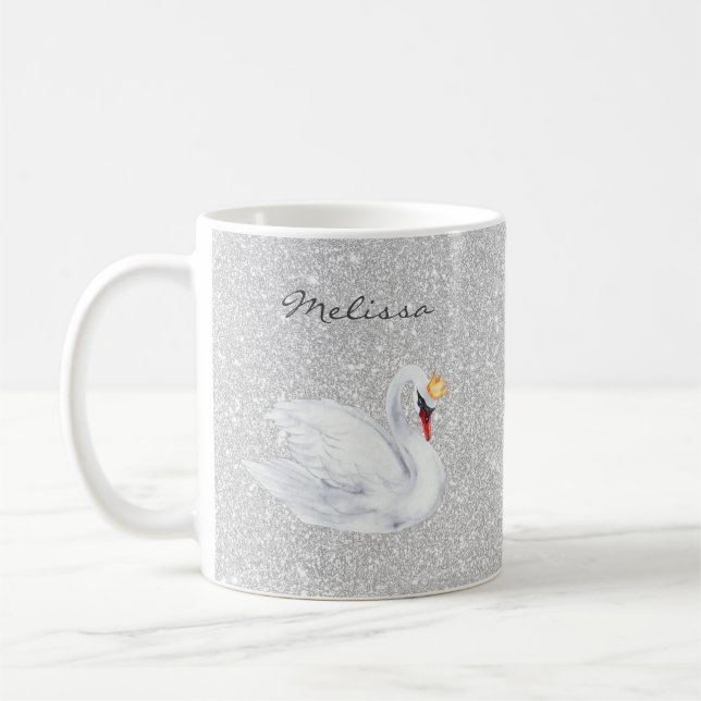 Mug Swan Princess Monogram Parties scintillant en arge (Gauche)