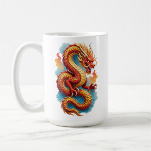 Mug Sweat à capuche Illustration Dragon Rouge Chinois 