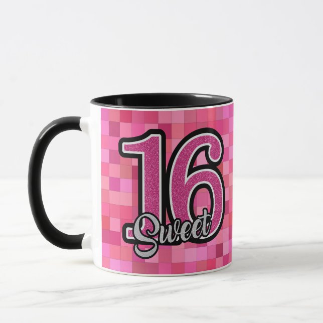 Mug Sweet 16 Photo Rose Anniversaire Café Super Cute C (Gauche)