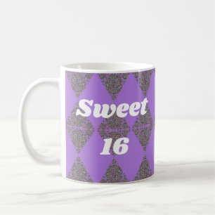 Mug Sweet 16 Purple Diamond Motif Célébration