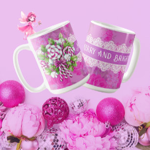 Mug Sweet Cosy Cottage rose et violet Noël