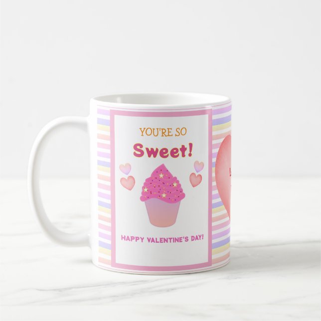 Mug Sweet Heart Pink Cupcakes Stripes Saint-Valentin (Gauche)