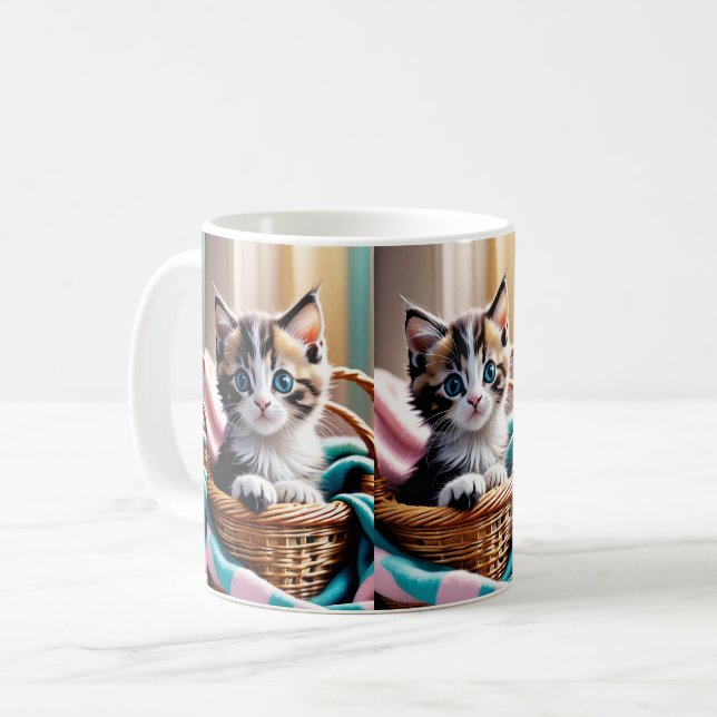 Mug Sweet Kitty dans un panier - Moment cosy (Devant gauche)