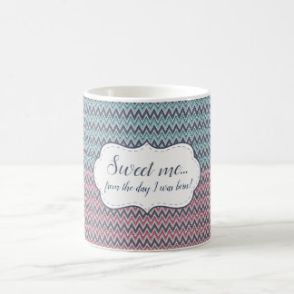 Mug Sweet me Gray-Red-Mint chevron pattern