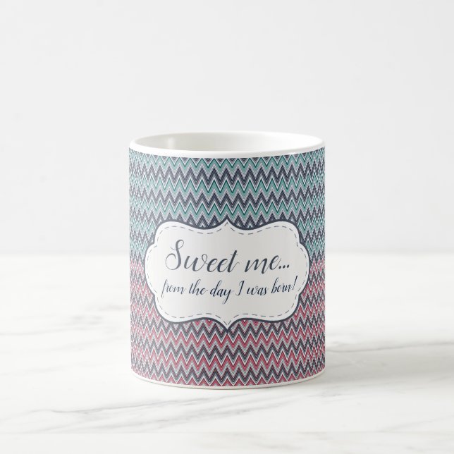 Mug Sweet me Gray-Red-Mint chevron pattern (Center)