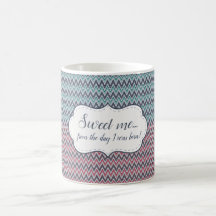 Mug Sweet me motif de chevron gris-rouge-menthe