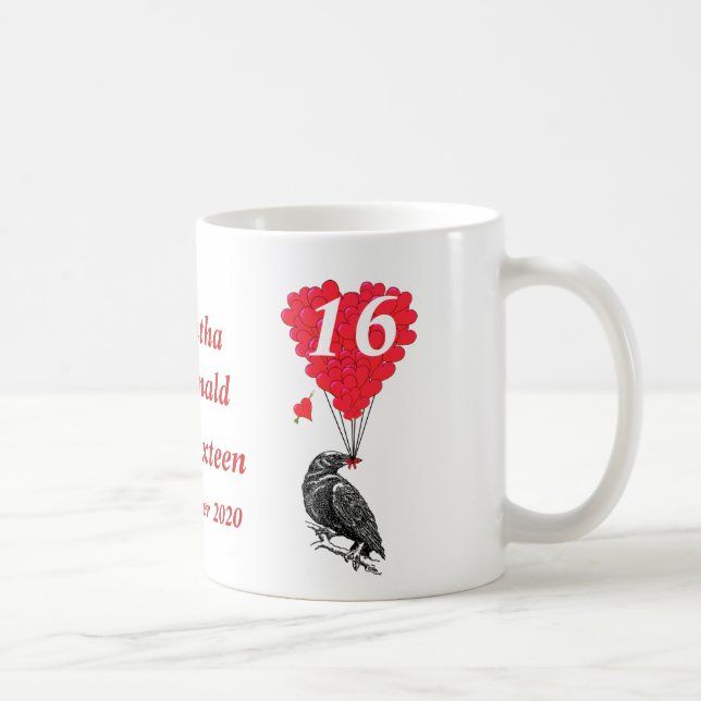 Mug Sweet sixteen de corneille romantique personnalisé (Droite)