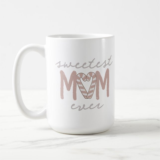 Mug Sweetest Maman canne à canne personnalisée Noël (Gauche)