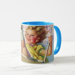 Mug Swing vintage, Fille qui se balancent dans un arbr