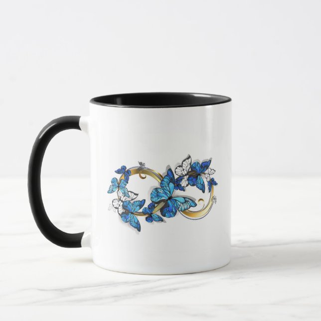 Mug Symbol Infinity of Blue Morpho Butterflies (Gauche)