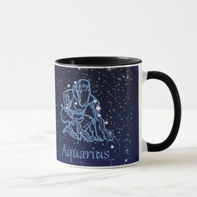 Mug Symbole Aquarius Constellation et Zodiaque avec ét (Droite)