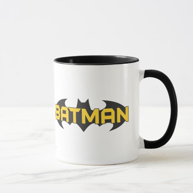 Mug Symbole Batman | Nom Logo jaune et noir (Droite)