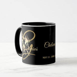 Mug Symbole d'anniversaire Gemini ♊ Zodiac / Noir et O