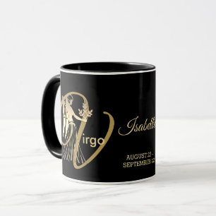 Mug Symbole d'anniversaire Virgo ♍ Zodiac / Noir et or