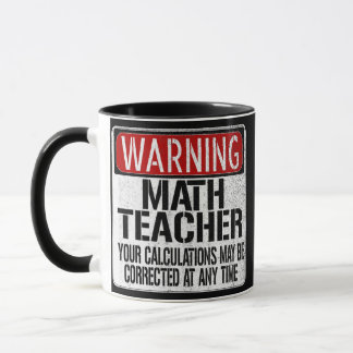 Mug Symbole d'avertissement de l'enseignant en mathéma