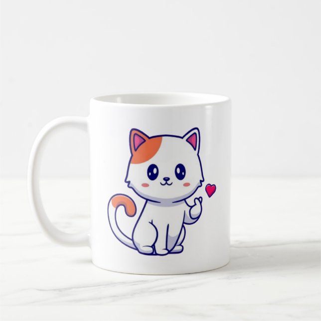 Mug Symbole de chat mignon en amour main-57577 (Gauche)