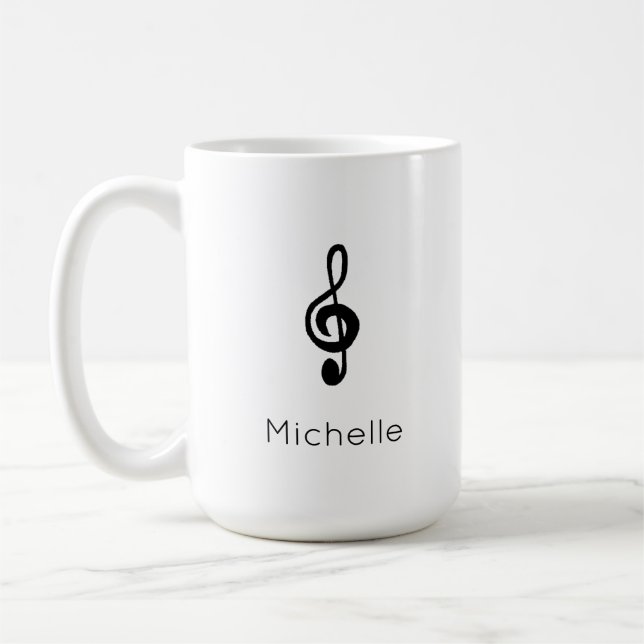 Mug Symbole de musique Treble Clef noir blanc (Gauche)