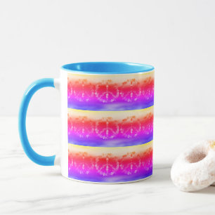 Mug Symbole de paix fleurie puissant Arc en ciel coule