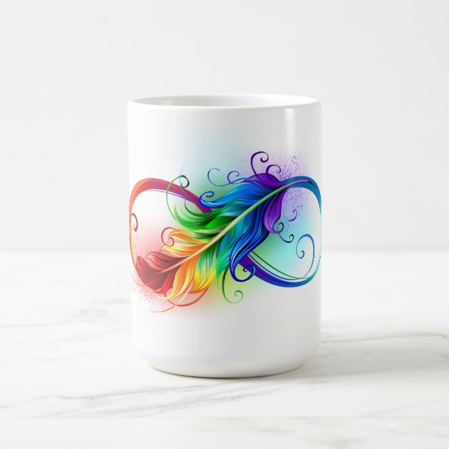 Mug Symbole d'infini avec plume arc-en-ciel (Centre)