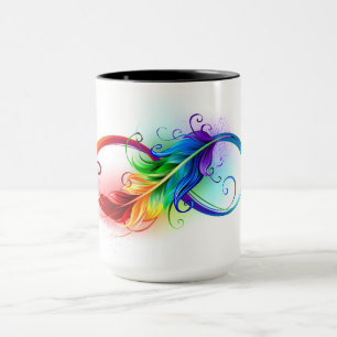 Mug Symbole d'infini avec plume arc-en-ciel