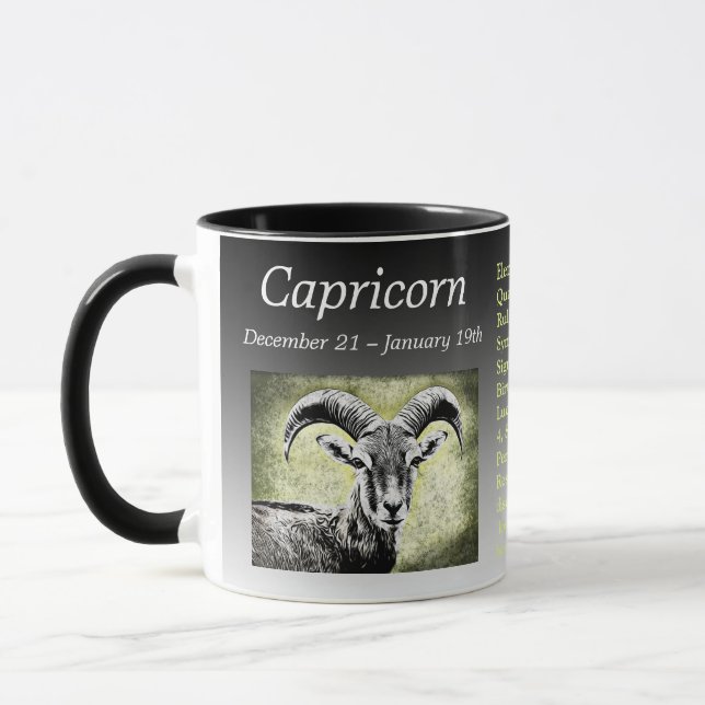 Mug Symbole et détails de la chèvre Capricorne (Gauche)