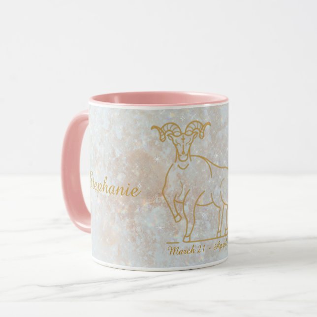 Mug SYMBOLE Étoile Zodiac Aries Parties scintillant de (Devant gauche)