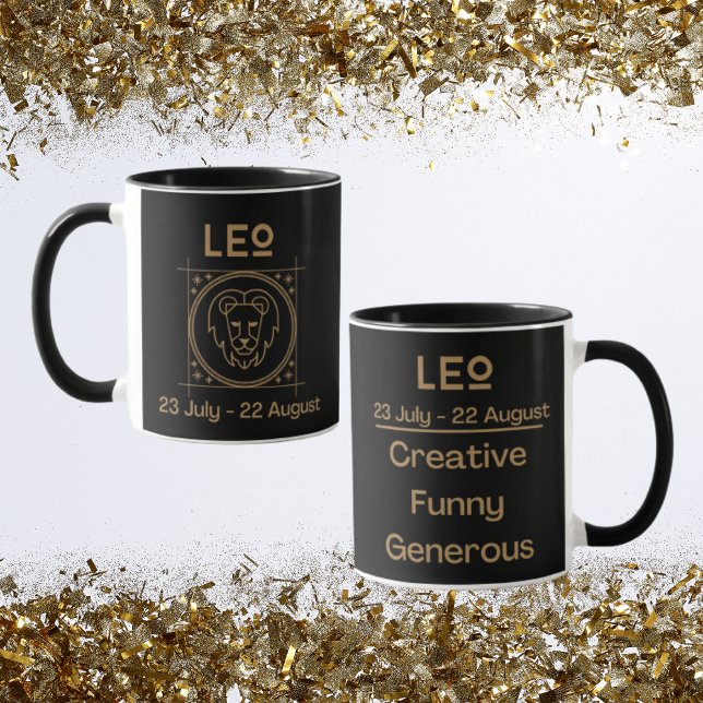 Mug Symbole Leo Zodiac avec Symbole et traits (Leo Zodiac Coffee Mug with traits)