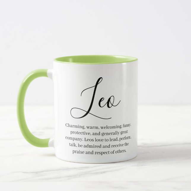 Mug Symbole Leo Zodiac personnalisé Nom et traits (Gauche)