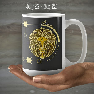 Mug SYMBOLE LÉO Zodiaque Astrologie Mandala Jaune Blan