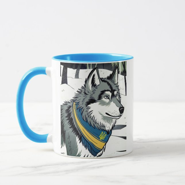 Mug Symbole loup ukrainien, fort, fier de l'art ukrain (Gauche)