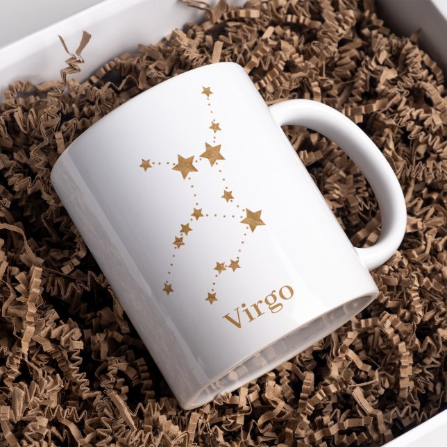 Mug Symbole moderne Zodiac Gold Virgo | Élément Terre (Créateur téléchargé)
