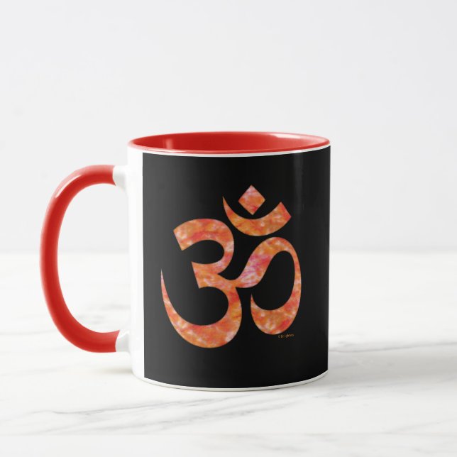 Mug Symbole Om de teinture orange Spirituelle Noir Com (Gauche)