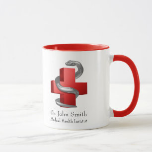 Mug Symbole serpent serpent de la Croix Médicale rouge