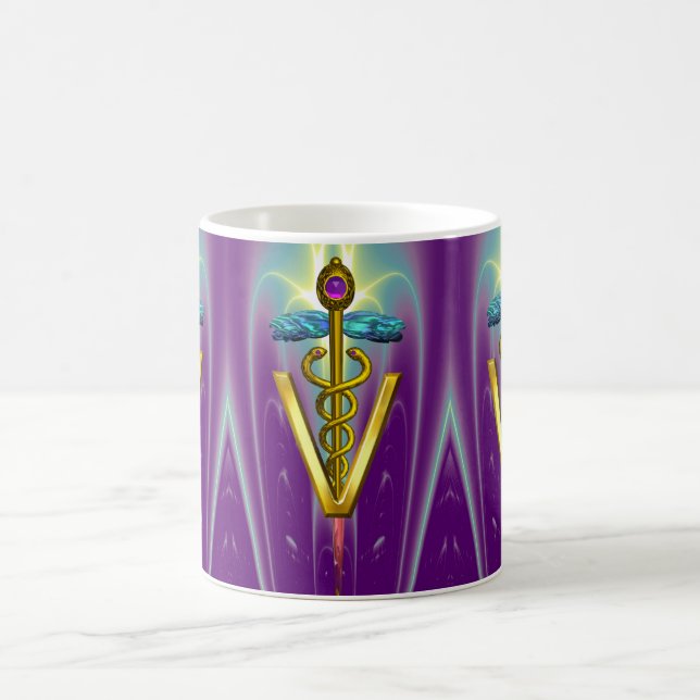 Mug SYMBOLE VÉTÉRINAIRE DE CADUCE D'OR / Vert pourpre (Centre)