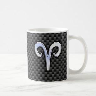 Mug Symbole Zodiaque d'Aries Décor noir en fibre de c
