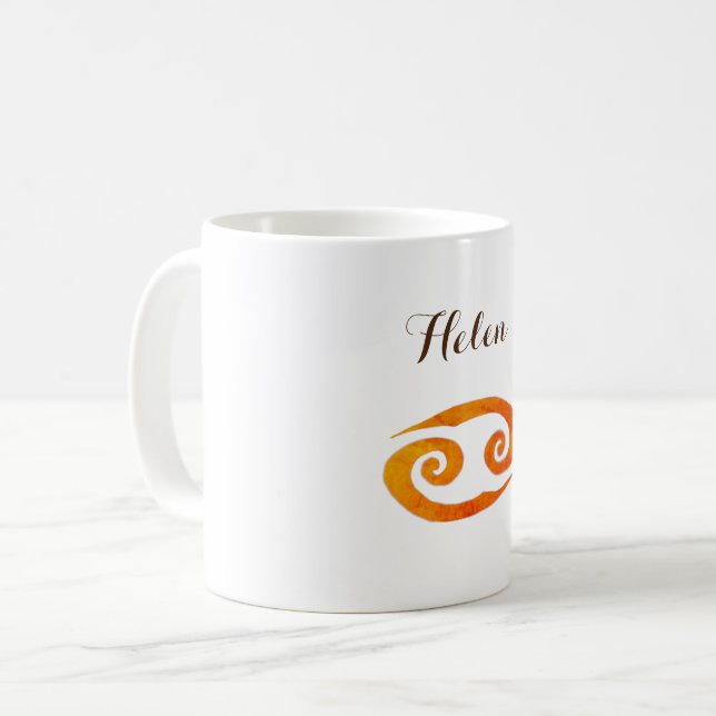 Mug Symbole Zodiaque du cancer de l'or Nom personnalis (Devant gauche)