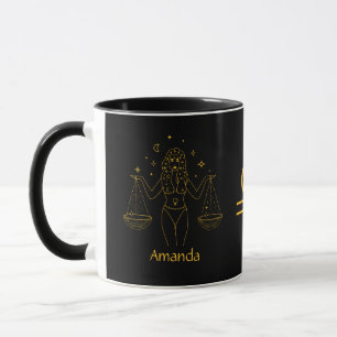 Mug SYMBOLE Zodiaque Libra Golden Yellow Personnalisab