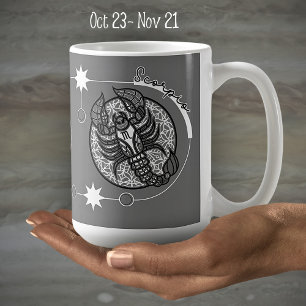 Mug SYMBOLE Zodiaque Scorpio Astrologie Mandala Noir B