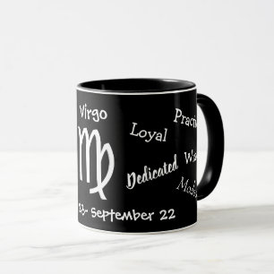 Mug Symboles de l'Horoscope Virgo noir et blanc