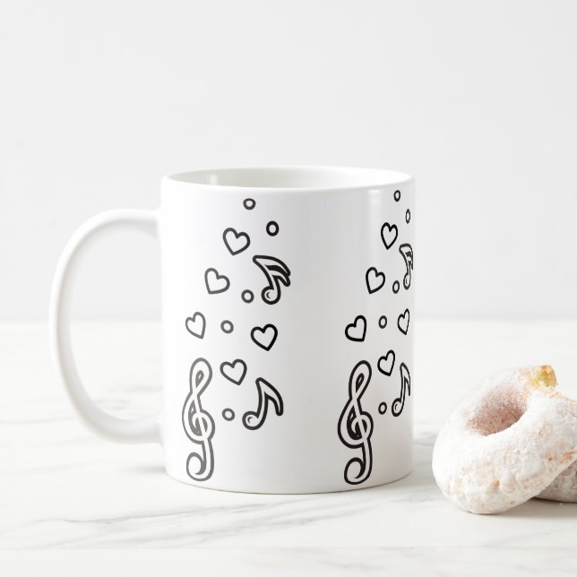 Mug Symboles de musique mignonne Notes musicales Clefs (Avec donut)