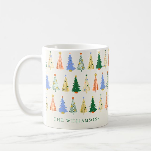 Mug Symboles de Noël personnalisés Red Green Boho (Gauche)