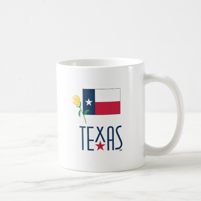 Mug Symboles de Texas, Texas Flag et Yellow Rose (Droite)