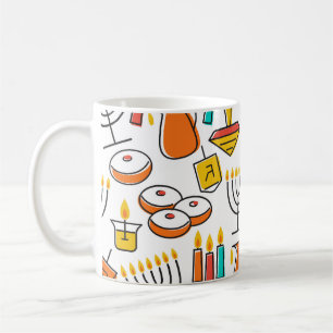 Mug Symboles Hanoukka : Motif de Fête Juif.